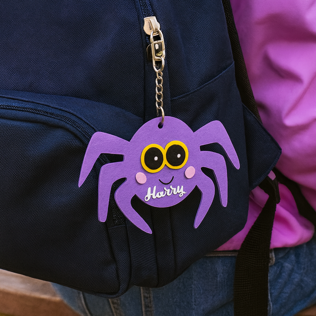 Personalized Halloween Keychain – Spooky Spider Buddy – Babble Wrap