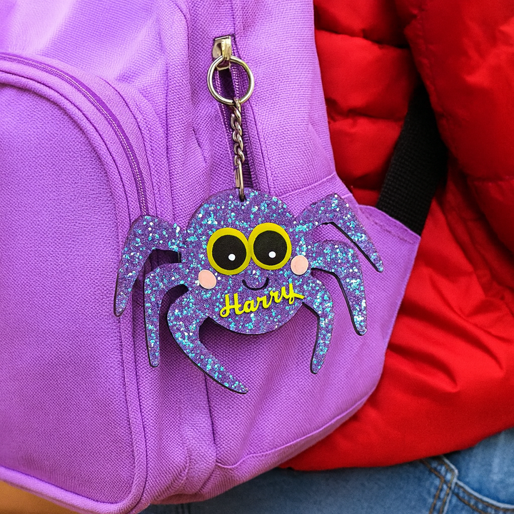 Personalized Halloween Keychain – Sparkle Spider