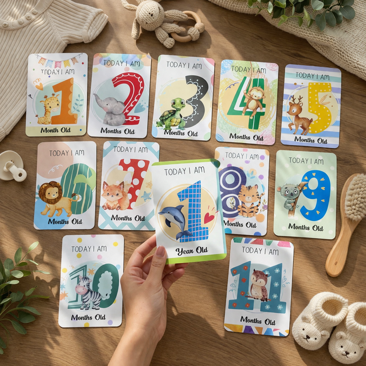 Whimsical Baby Milestone Cards – Pack of 30