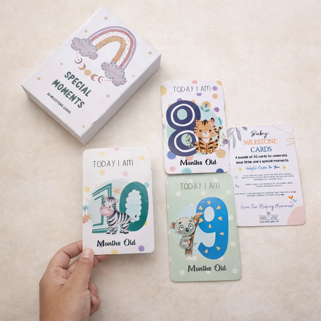 Whimsical Baby Milestone Cards – Pack of 30