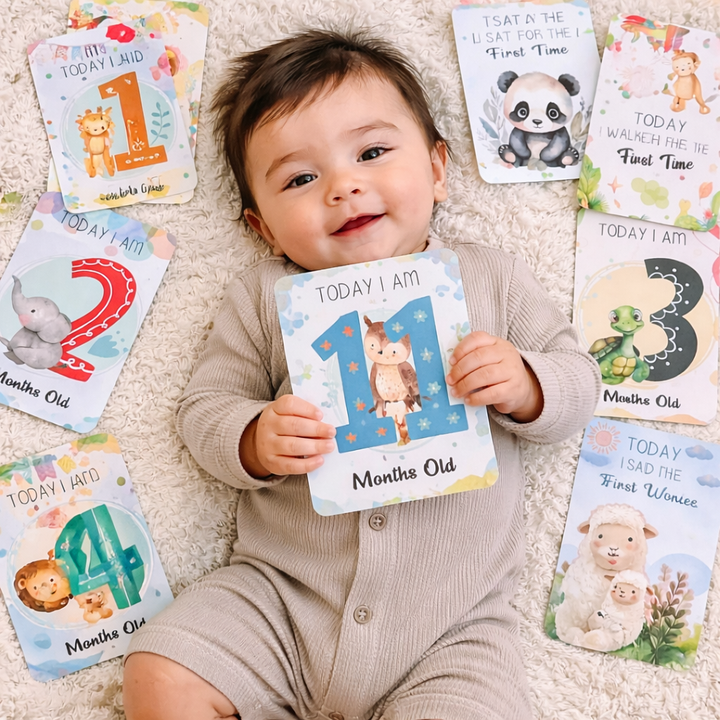 Whimsical Baby Milestone Cards – Pack of 30