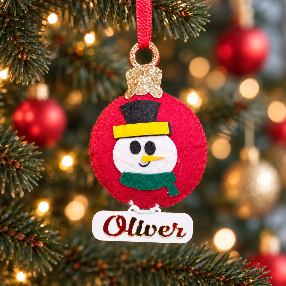 Cheerful Snowman Felt Ornament
