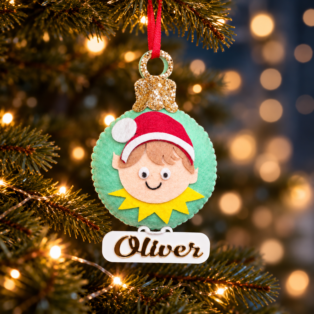 Cheery Elf Felt Ornament