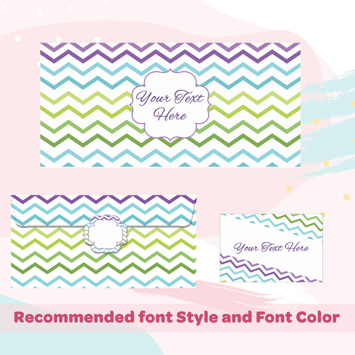 PERSONALISED GIFT ENVELOPES, CARDS & STICKERS COMBO - CHEVRON, SET OF 130
