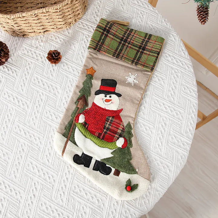 Babble Wrap Checkered Cheer Stocking (Chilly Snowman)