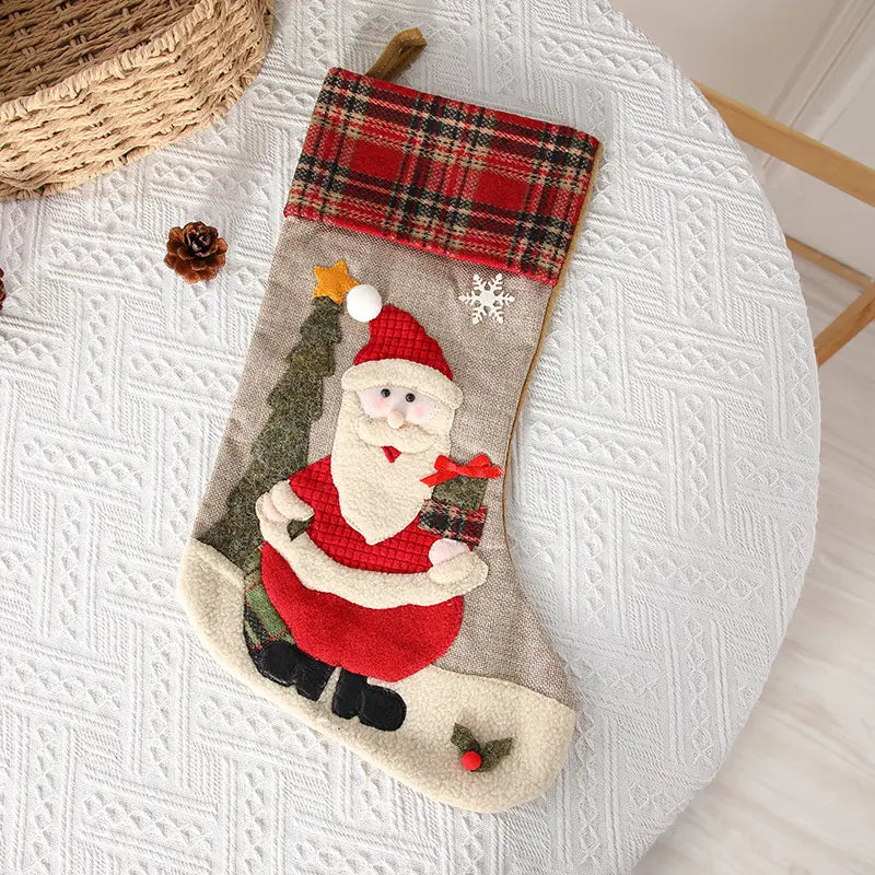 Babble Wrap Checkered Cheer Stocking (Santa)