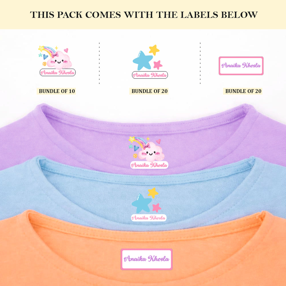 Colorful Wishes Iron On Label ( Pack of 50 )