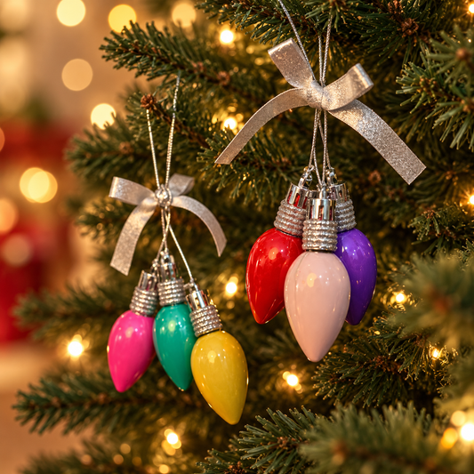 Colourful Light Bulb Shape Tree Ornament Set of 6