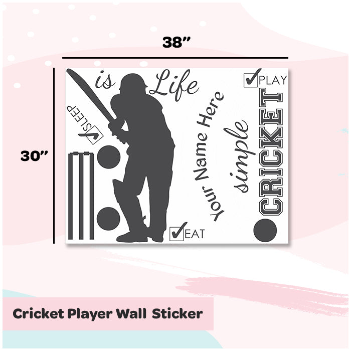 Cricket Player Wall Name Sticker