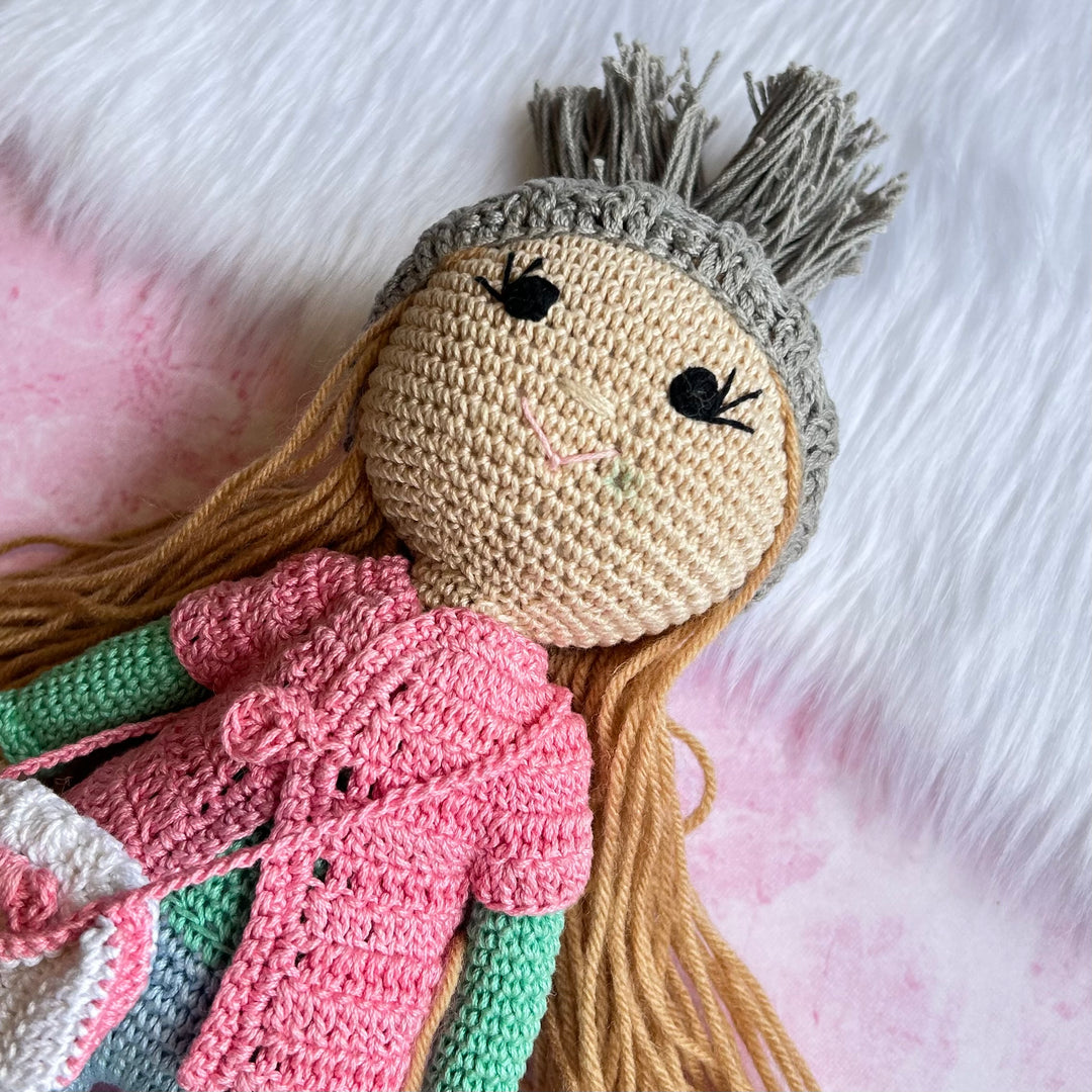 Crochet Toy- Beanie Belle (Pink-Blue)