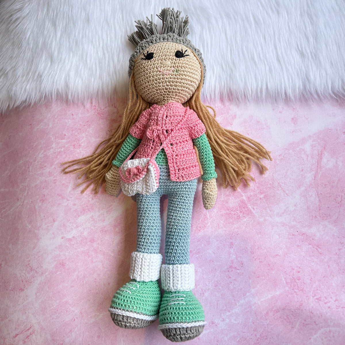 Crochet Doll - Beanie Belle (Pink-Blue)