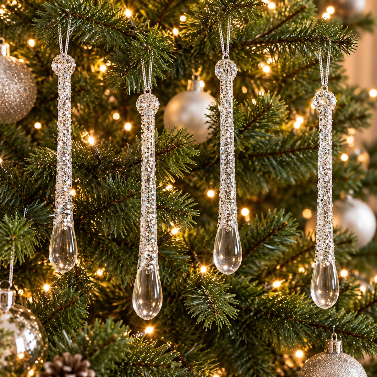 Crystal Icicle Tree Ornaments – Set of 2