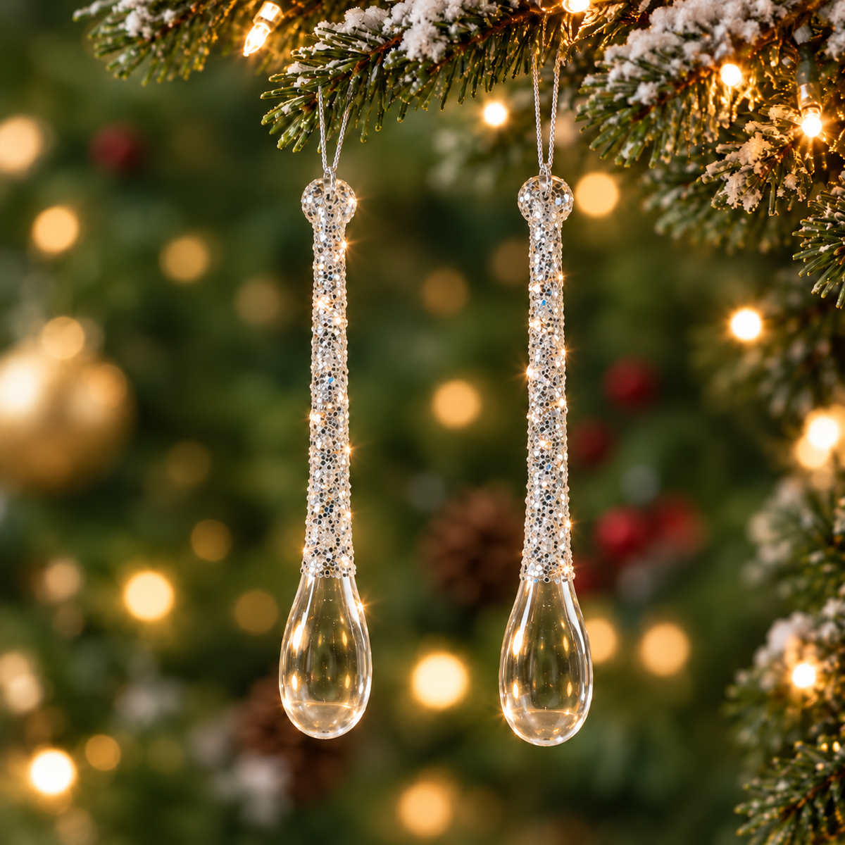 Crystal Icicle Tree Ornaments – Set of 2