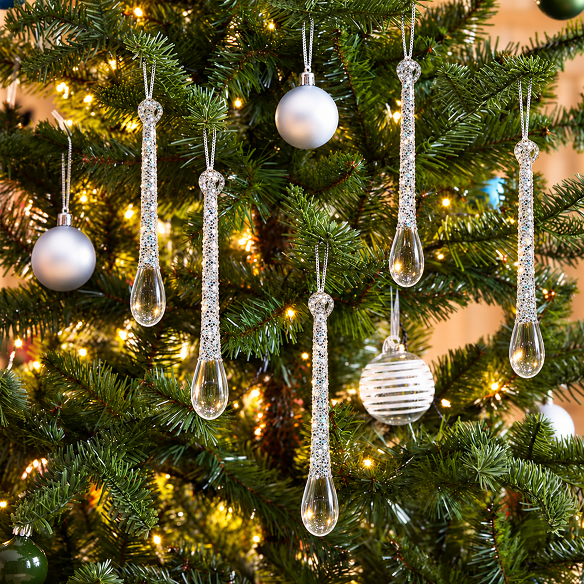 Crystal Icicle Tree Ornaments – Set of 2