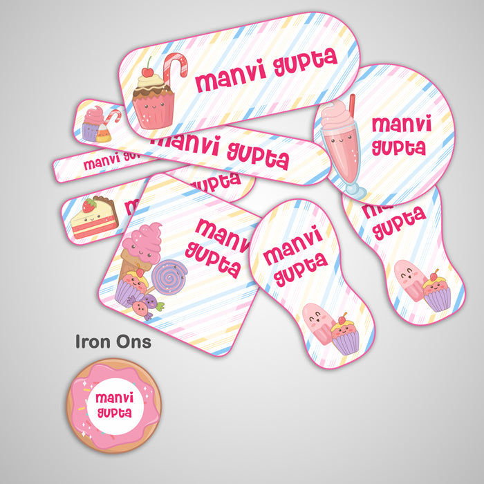 Cute Ice Cream Name Label - Complete/Split/Iron Ons Packs