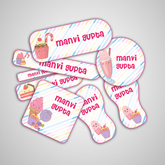 Cute Ice Cream Name Label - Complete/Split/Iron Ons Packs