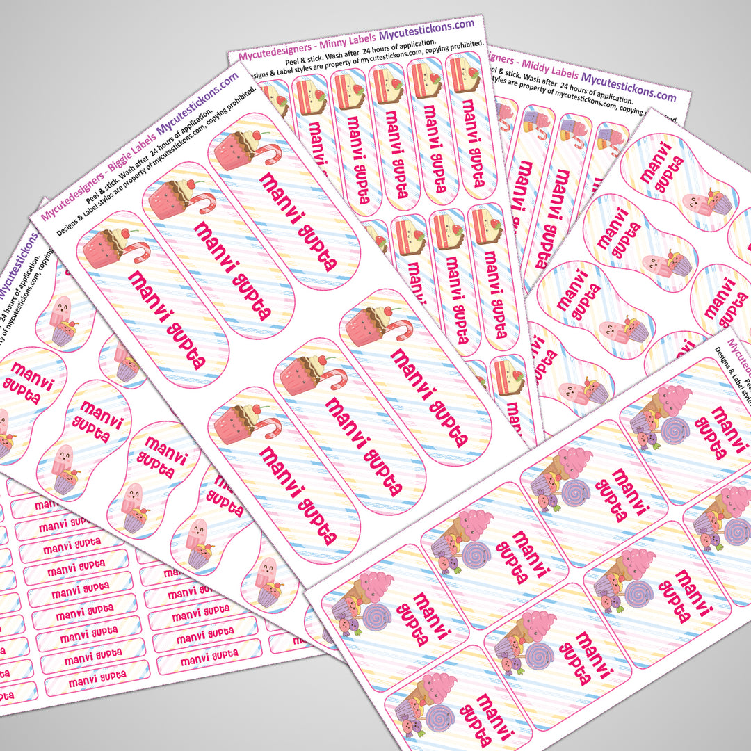 Cute Ice Cream Name Label - Complete/Split/Iron Ons Packs