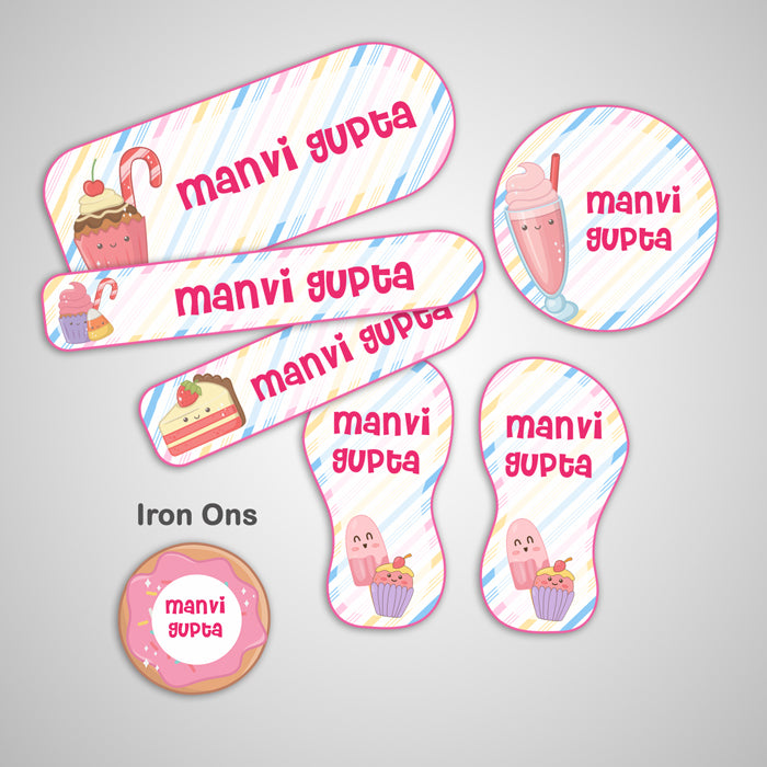 Cute Ice Cream Name Label - Complete/Split/Iron Ons Packs