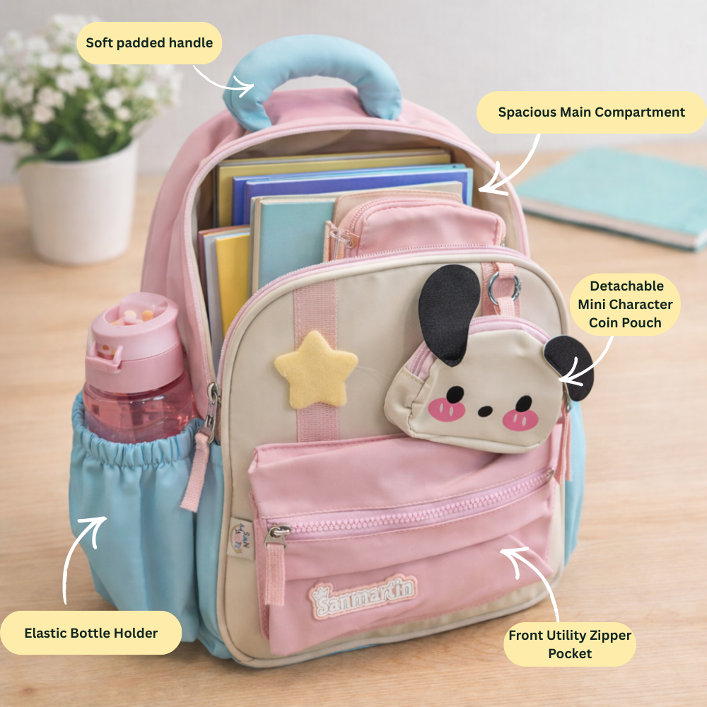 Cute Puppy Preschool Backpack with Mini Pouch