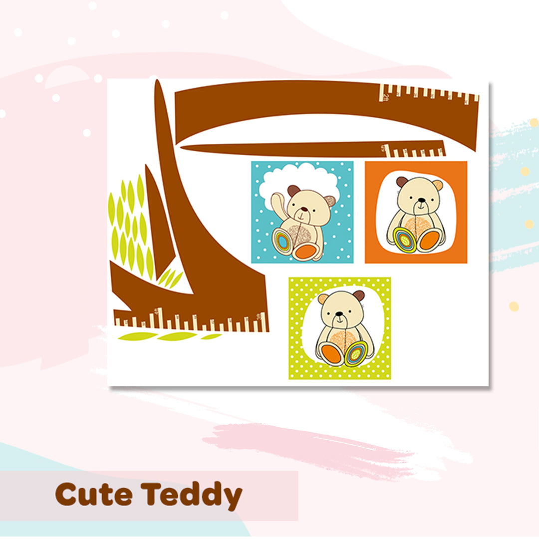 Cute Teddy Height Chart Wall Stickers