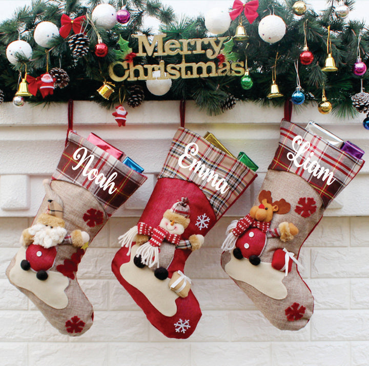 Checks And Muffler - Linen Stockings (Happy Santa)