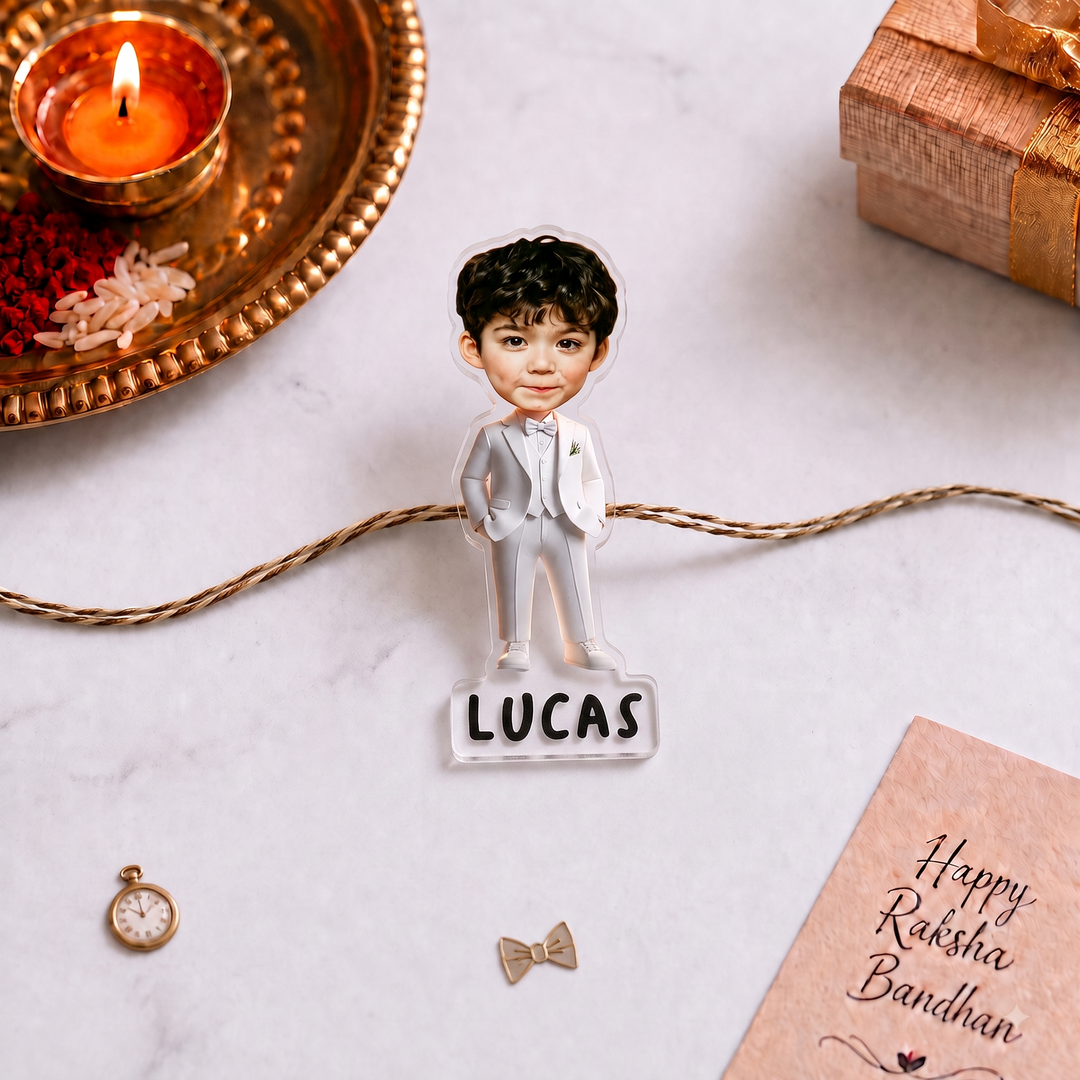 Babble Wrap Personalised Caricature Rakhi - Dapper Bro