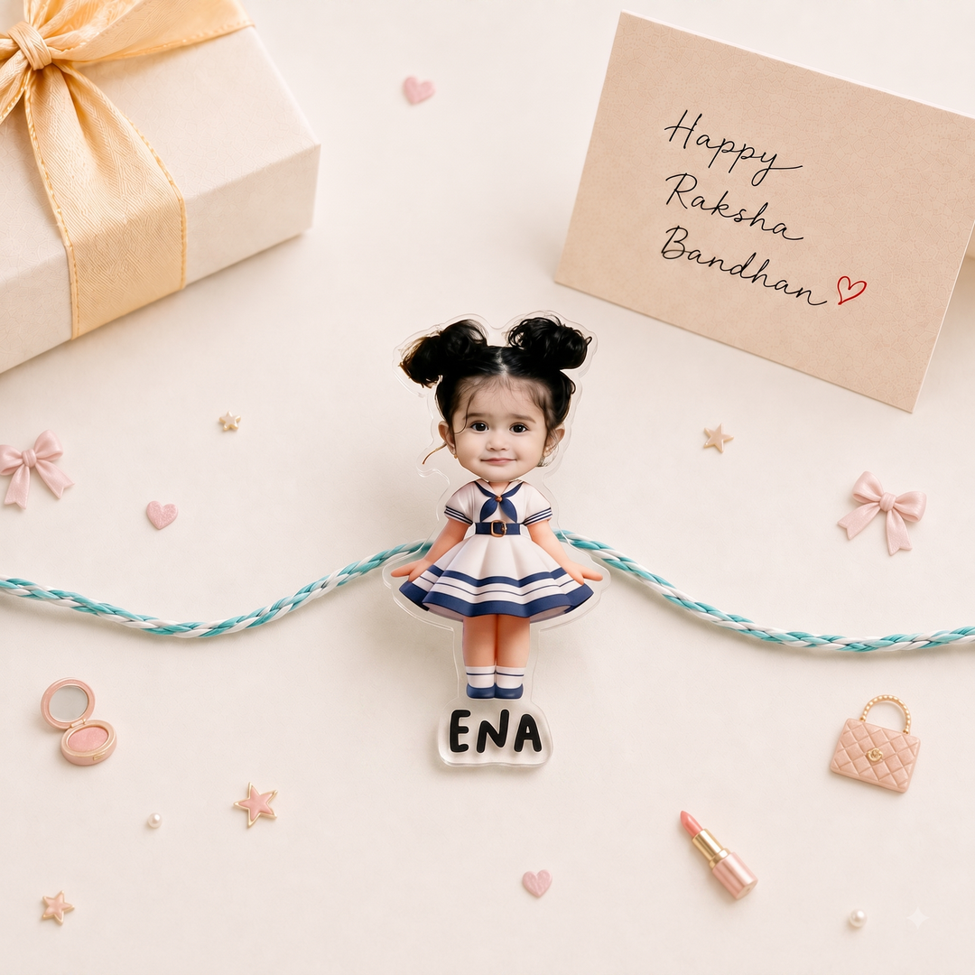 Babble Wrap Personalised Caricature Rakhi - Darling Diva