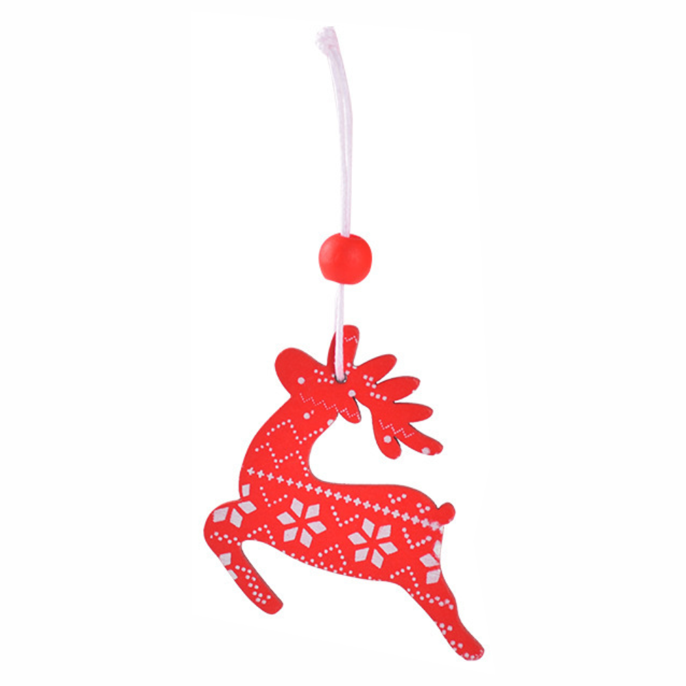 Babble Wrap Wooden Reindeer Ornament- Red