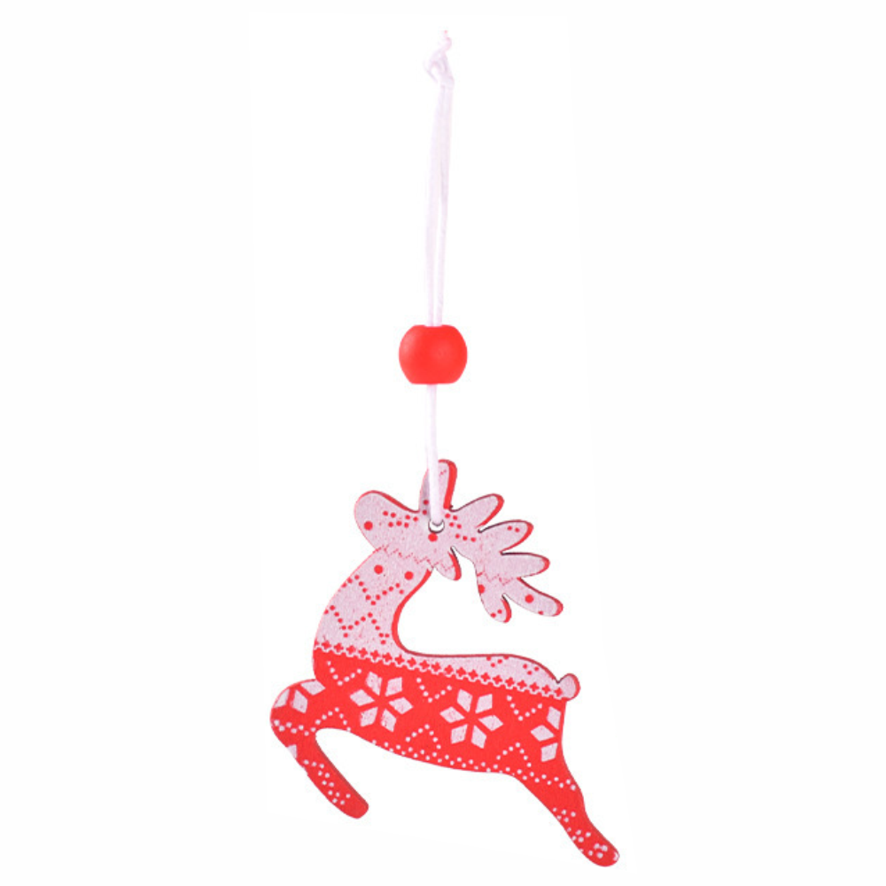 Babble Wrap Wooden Reindeer Ornament- Multi