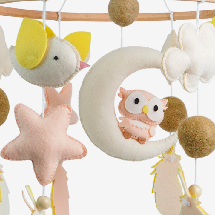 Babble Wrap Cot / Crib Mobile - Owl Moonlight