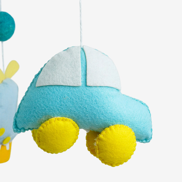Babble Wrap Cot / Crib Mobile - Wings & Wheels Wonderland
