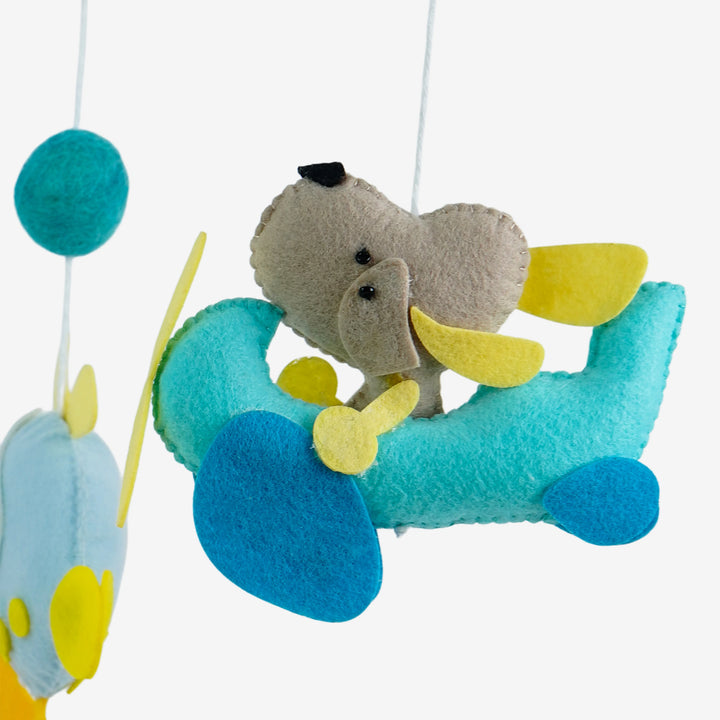 Babble Wrap Cot / Crib Mobile - Wings & Wheels Wonderland