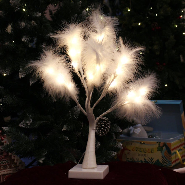 Babble Wrap Decorative Feather LED Light Table Top Christmas Tree