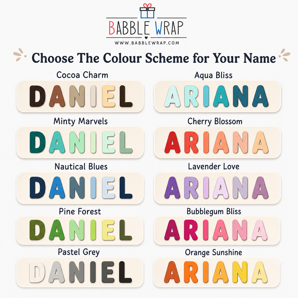 Personalised Wooden Name Puzzle- Mixed Picturesque (2 Elements)
