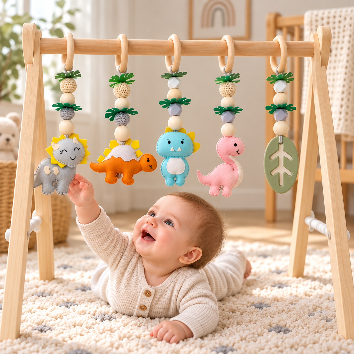 Dino Darlings – Wooden Baby Play Gym
