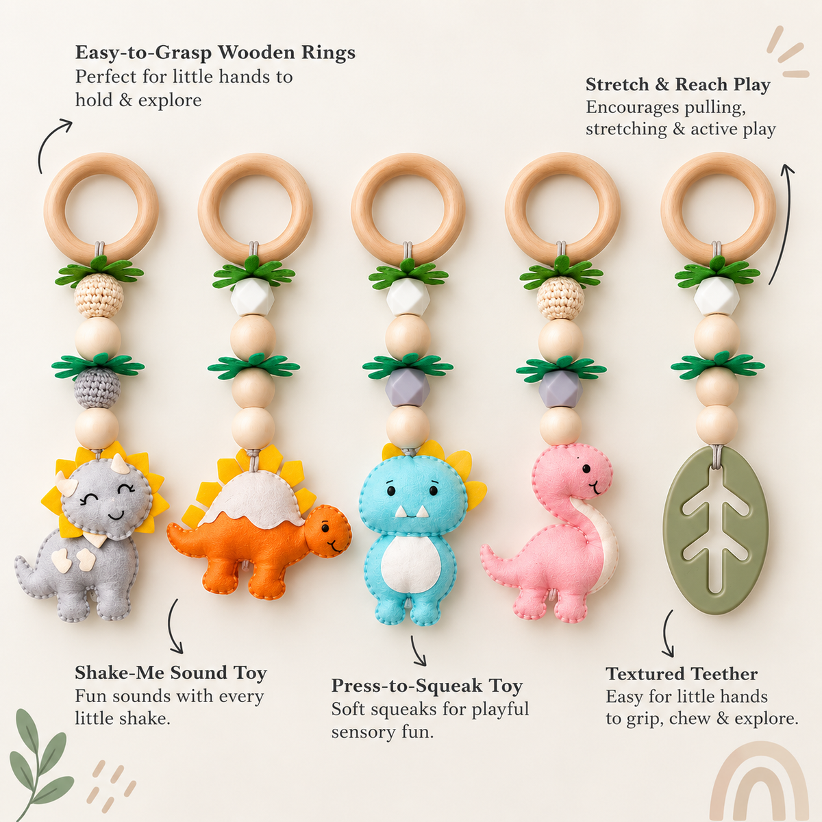 Dino Darlings – Wooden Baby Play Gym