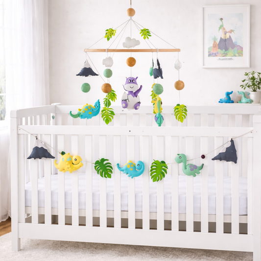 Dino Doze Cot Mobile & Bunting Combo