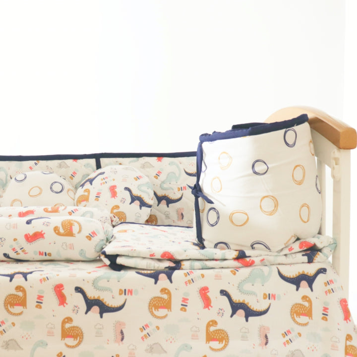 Dino Friend - Quilted Cot Bumper