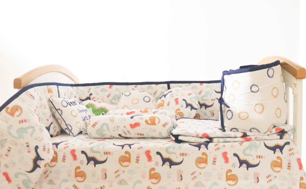 Dino Friend - Quilted Cot Bumper