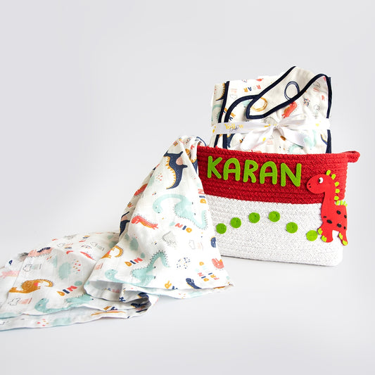 Dino Friend - Welcome Baby Gift Basket