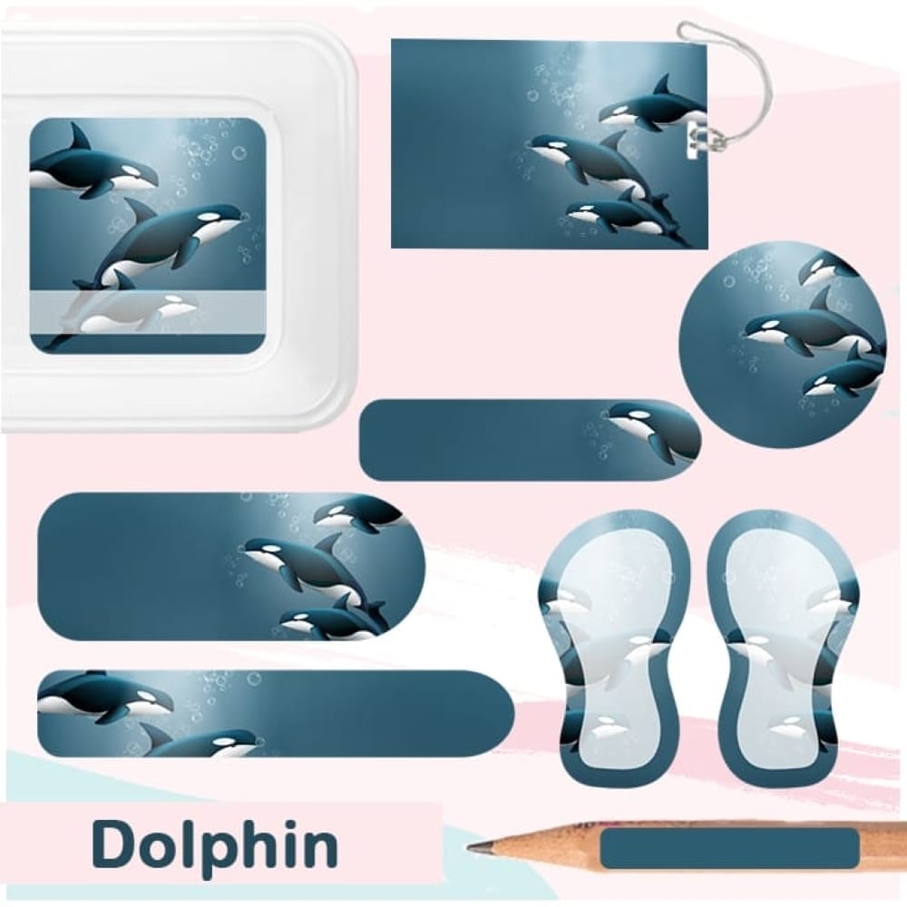 Dolphin Name labels - Complete/Split/Iron Ons Packs