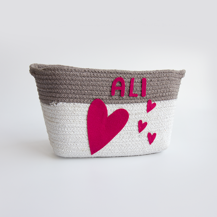 Doodle Hearts - Cotton Rope Baskets Pink (Individual/Set Of 2)