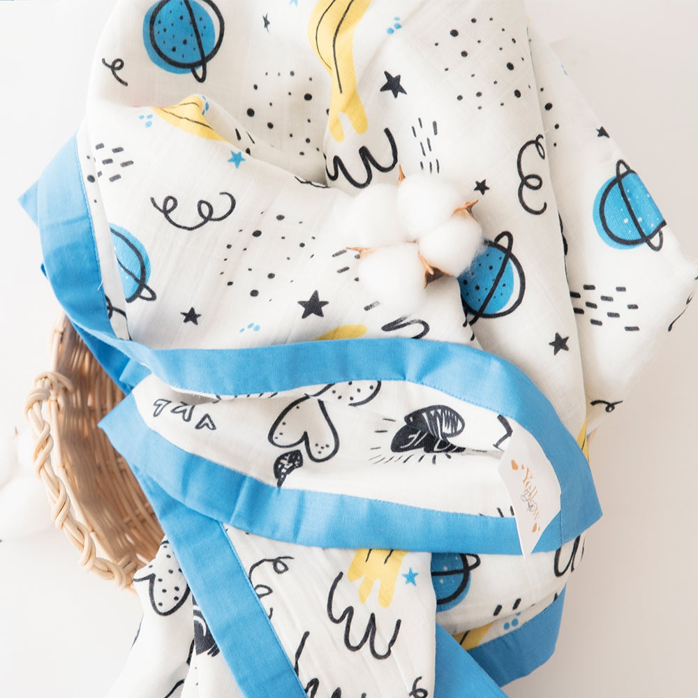 Doodle Hearts - Reversible Muslin Blanket