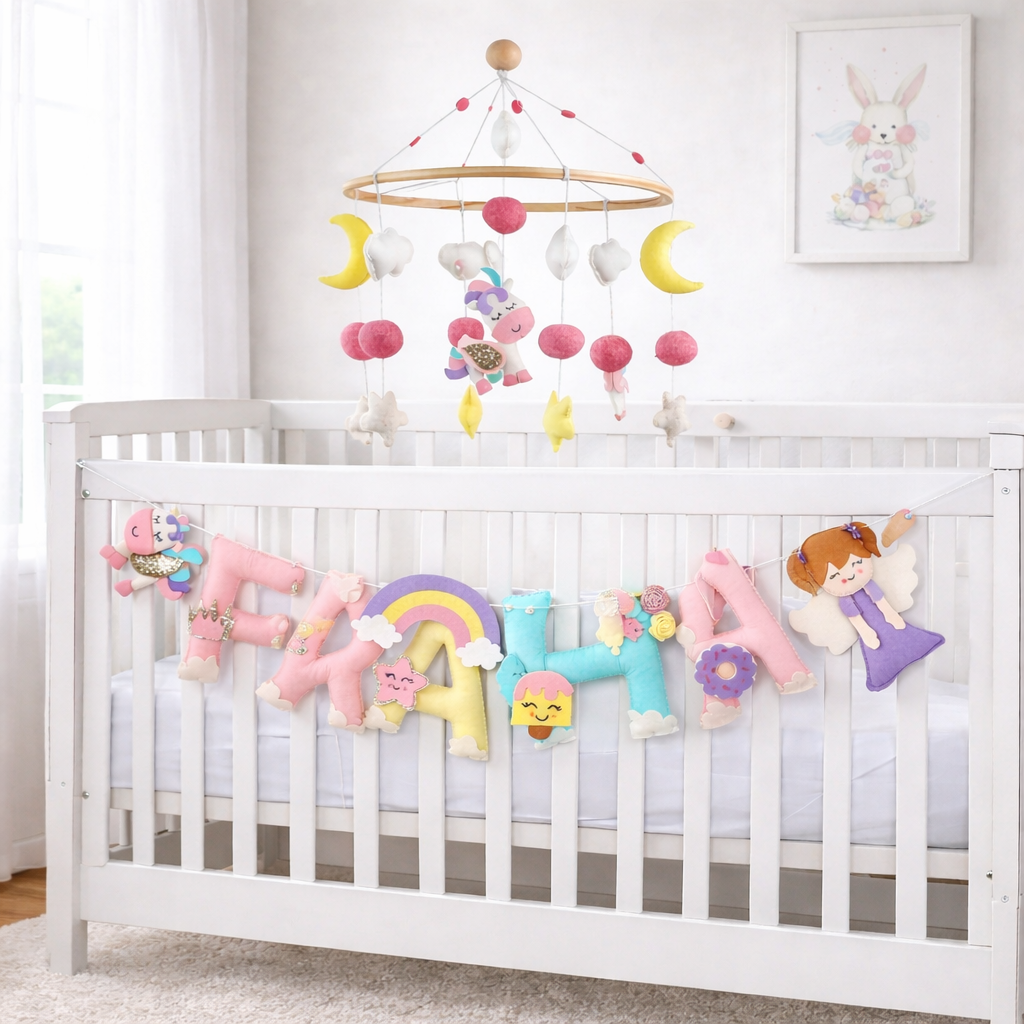 Dreamy Unicorn Cot Mobile & Bunting Combo