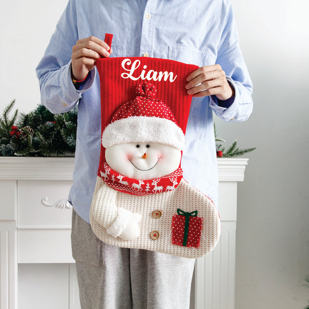 The Knitted Duo Stocking- Snowy Snowman