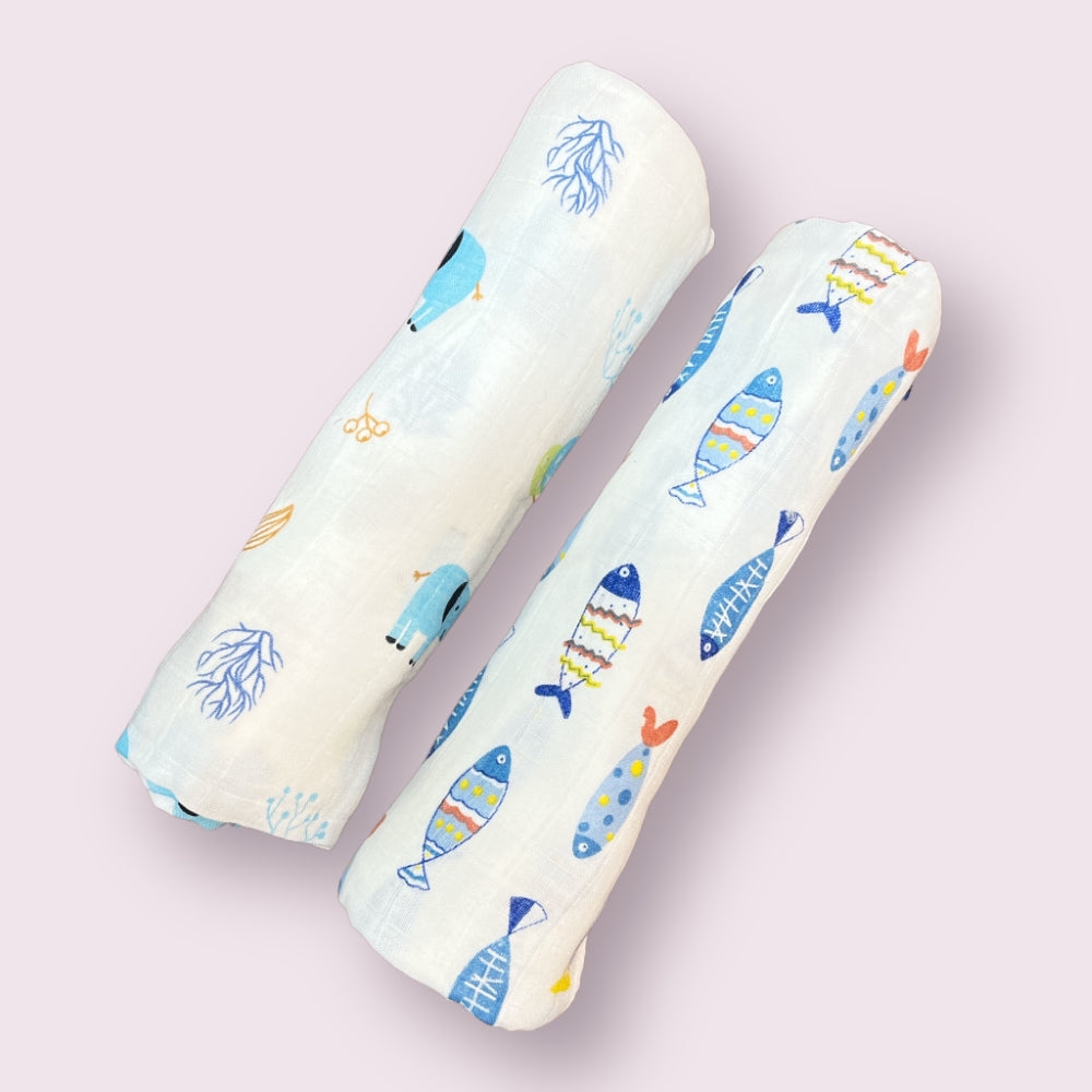 Elephish Muslin Swaddles - Set of 2