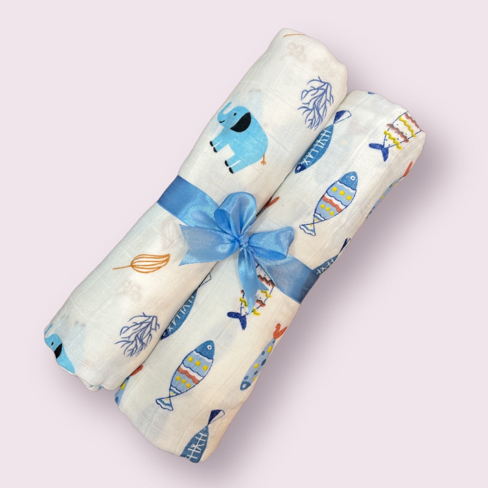 Elephish Muslin Swaddles - Set of 2