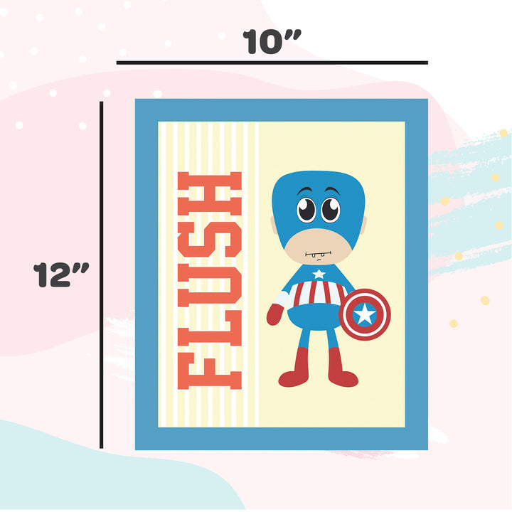 Even Super Heroes Have To Go To Washroom Bathroom Frames for Wall (Set of 3)