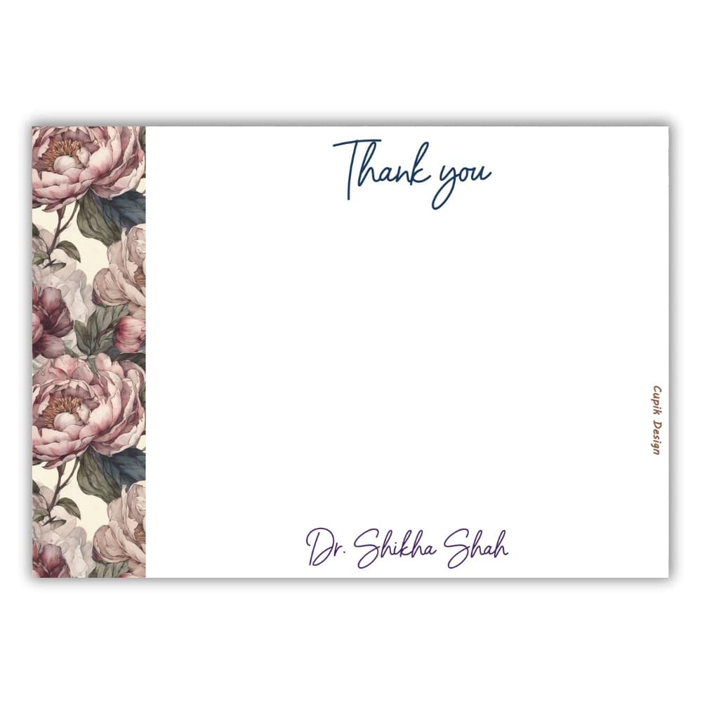 Peonies Personalised Thank You Cards