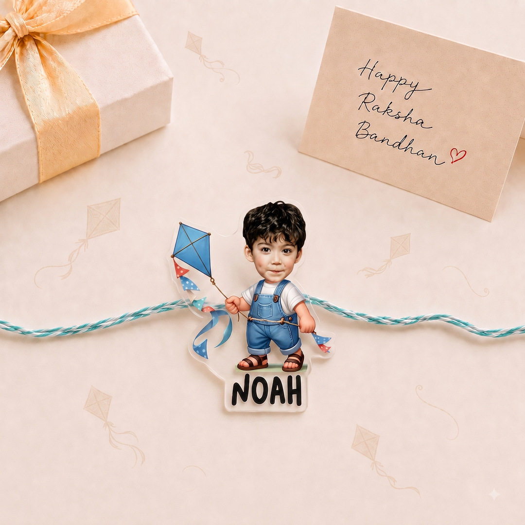 Babble Wrap Personalised Caricature Rakhi - FlyHigh